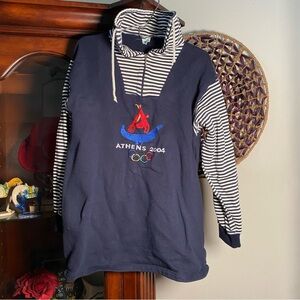 Vintage Olympics 2004 Athens Sweatshirt Women’s XL 1/4 Zip Navy Blue White GUC